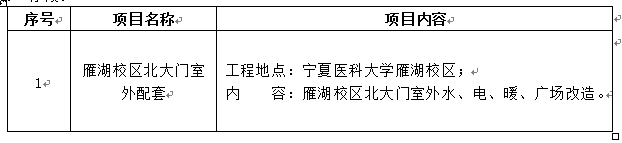 宁夏医科大学雁湖校区北大门室外配套项目招标公告