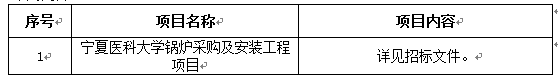 宁夏医科大学锅炉采购及安装工程项目招标公告