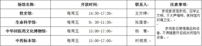 宁夏医科大学文化场馆开放时间表