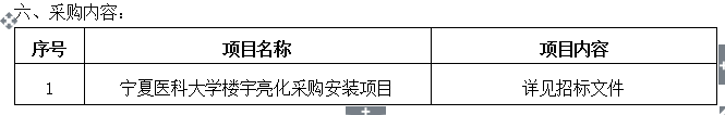 宁夏医科大学楼宇亮化采购安装项目招标公告